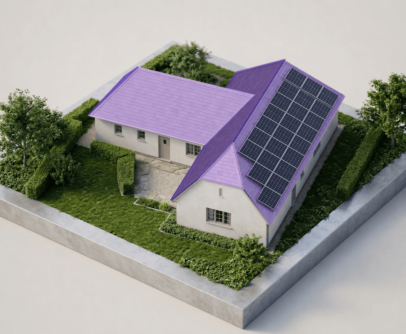 Un informe digital limpio y profesional con gráficos de ROI solar y el diseño final de los paneles